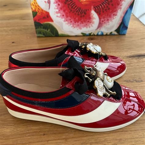 falacer gucci sneaker nero|Gucci Falacer Patent Leather Sneaker Red Vernice Crystal .